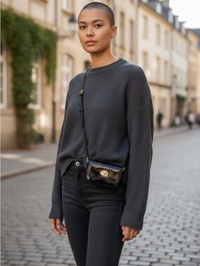 Coach Black Patent Leather Tortoise Micro Coachtopia Crossbody